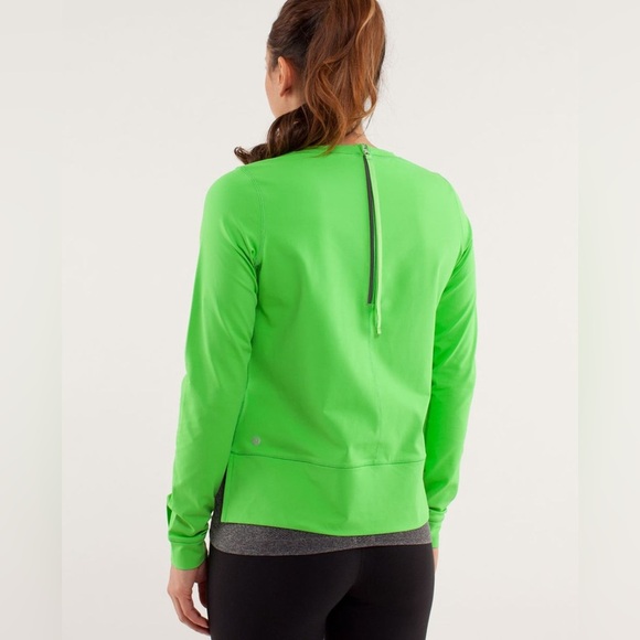 Lululemon Run: Warm Up Crew Frond Lime Green Running Workout Women’s Size Medium - Picture 2 of 8